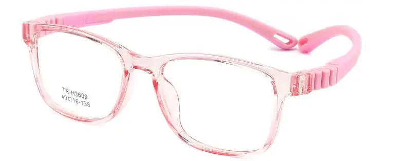 Kids Transparent Pink Rectangle Glasses TR 6809 - Trendy Eyewear for School, Reading & Fashion Accessories