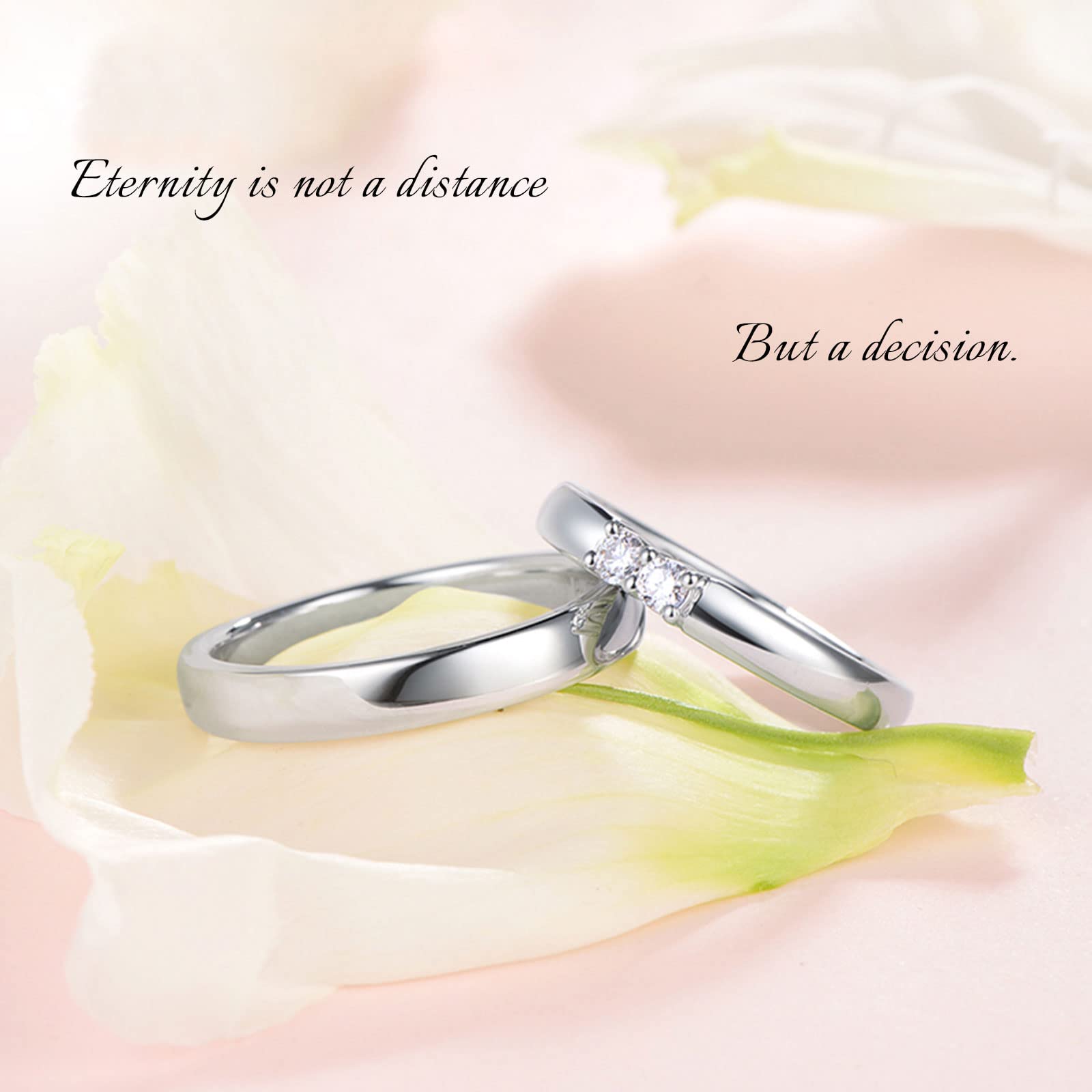 Diamond Matching Couples Rings for Him and Her - Sterling Silver/10K/14K/18K Wedding Promise Rings with Free Engraving | Perfect for Anniversaries, Engagements & Romantic Gifts