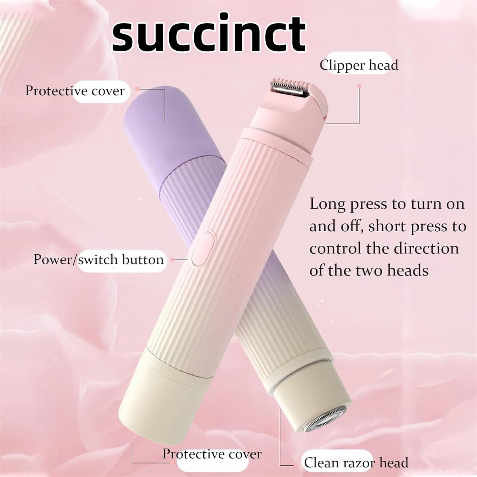 Allalonga 7-in-1 Electric Shaver for Women - 2-in-1 Wet & Dry Hair Trimmer for Legs, Face & Body - Portable Rechargeable Razor for Home & Travel Use - Pink (Ideal for Smooth Skin Care & Quick Grooming On-The-Go)
