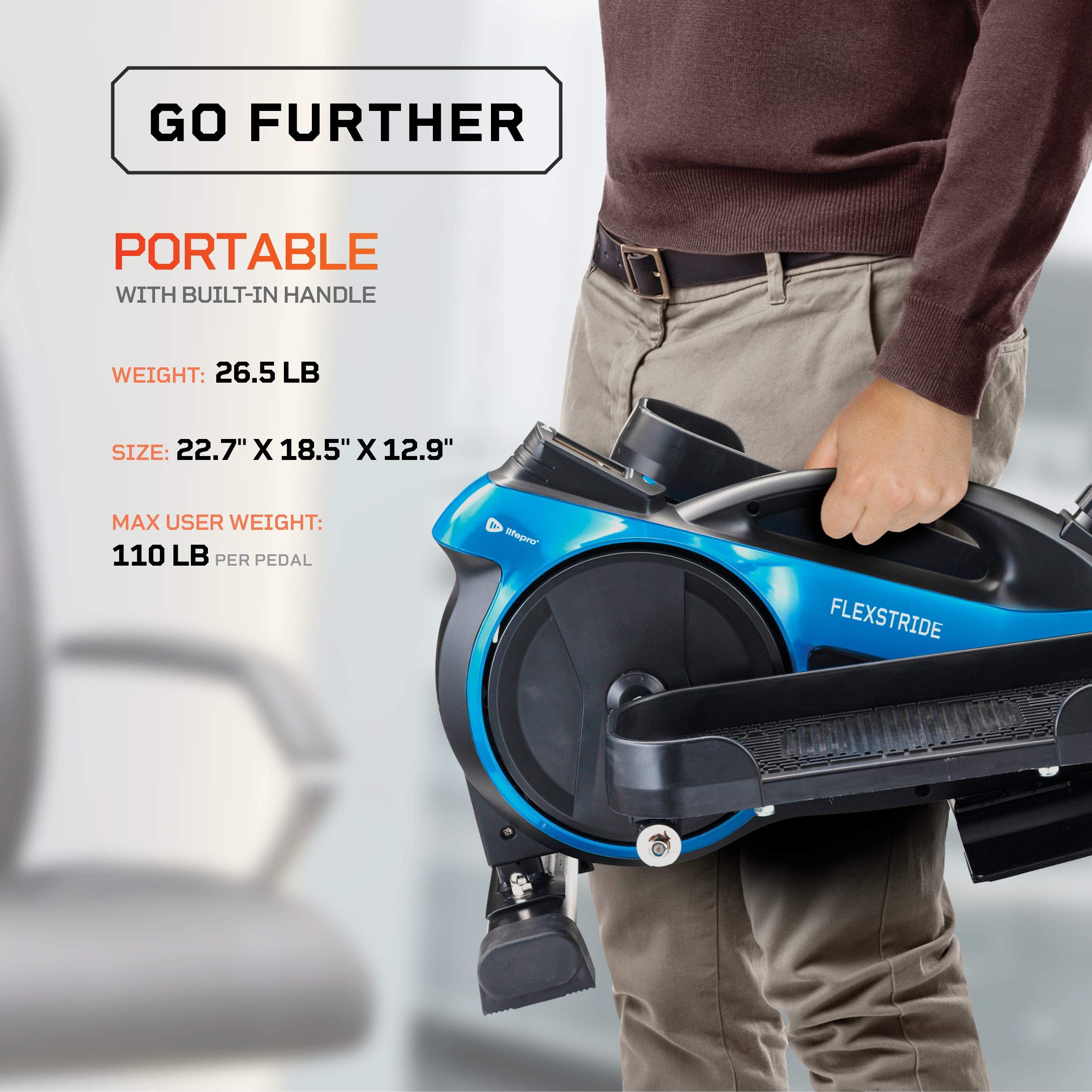 LifePro Under Desk Elliptical Machine - Portable Mini Exercise Bike for Home & Office - Quiet Pedal Exerciser for Seniors, Adults & Teens - Improve Fitness While Working (Flexstride Plus Renewed) - Perfect for Small Spaces, Sedentary Jobs & Physical Therapy