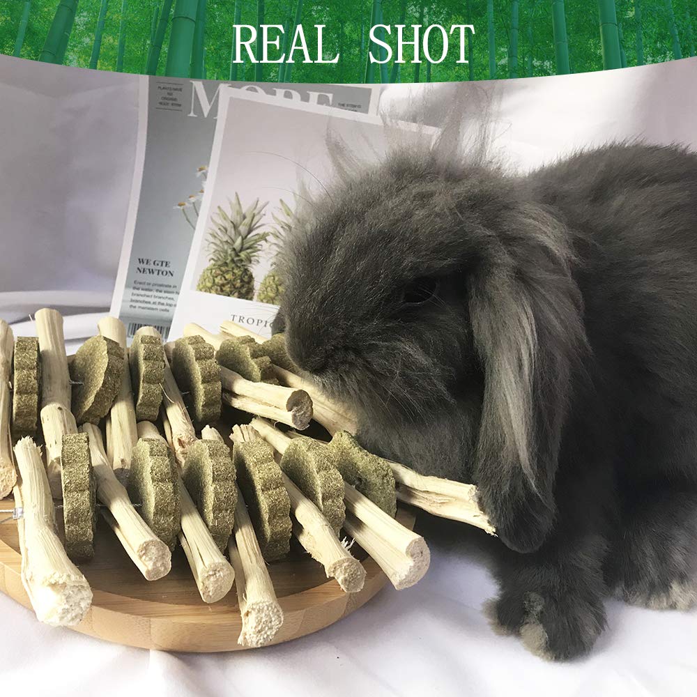 Organic Chinchilla Treats & Bunny Chew Toys for Rabbits - Natural Bamboo Sticks for Teeth Grinding, Small Animal Toys for Hamsters, Guinea Pigs (2 Pack) - Perfect for Cage Enrichment & Dental Health