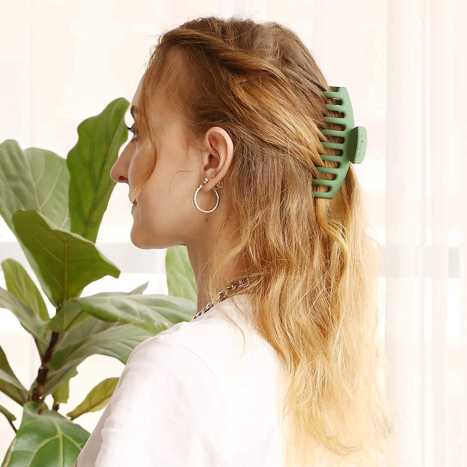 90s Strong Hold Hair Claw Clips for Women - 4.33 Inch Large Nonslip Matte Hair Clips (4 Pcs) for Thin, Thick & Curly Hair - Perfect for Updos, Ponytails & Everyday Styling