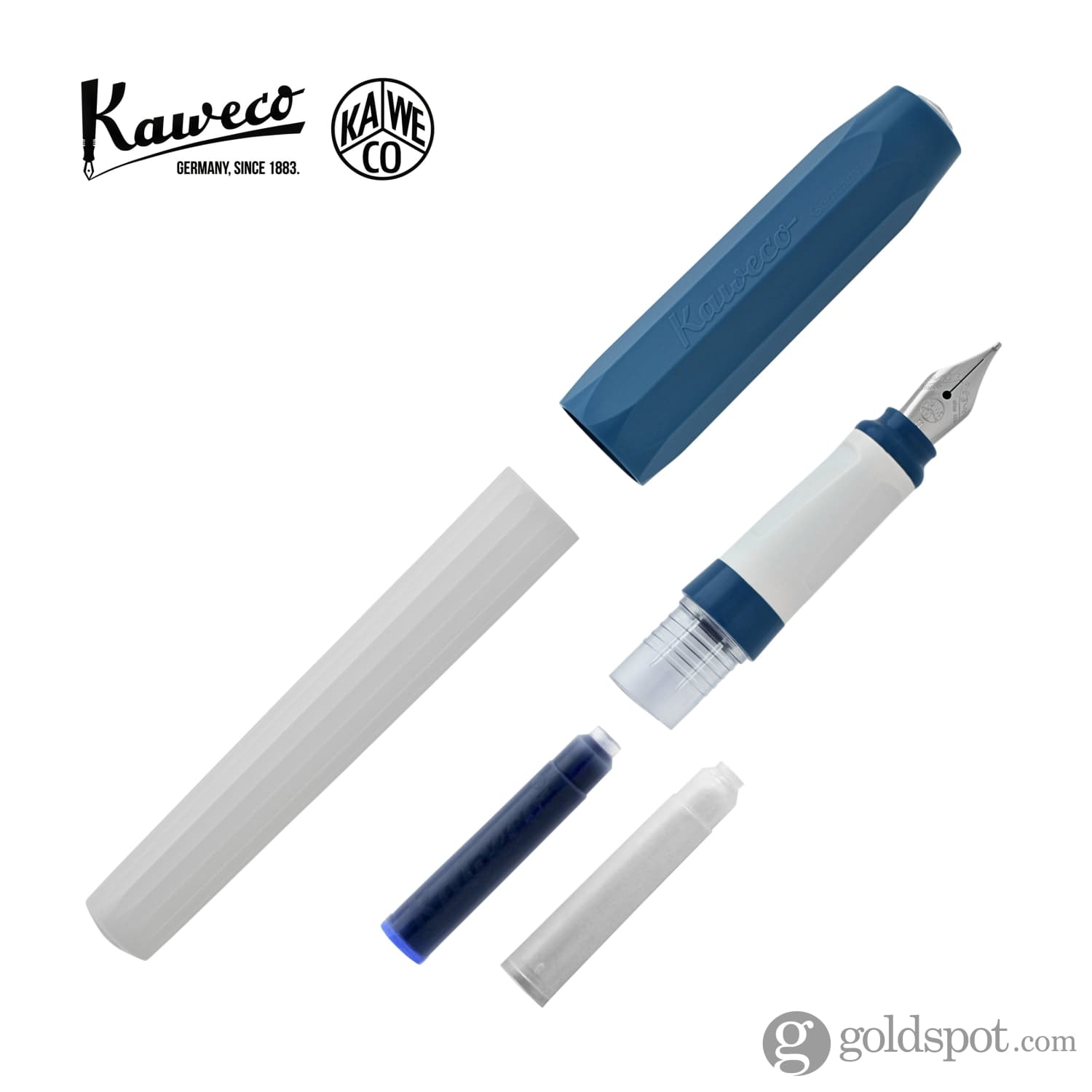 Kaweco Perkeo Fountain Pen - Old Chambray Blue Ink | Smooth Writing Fine Nib | Perfect for Journaling, Note Taking & Calligraphy