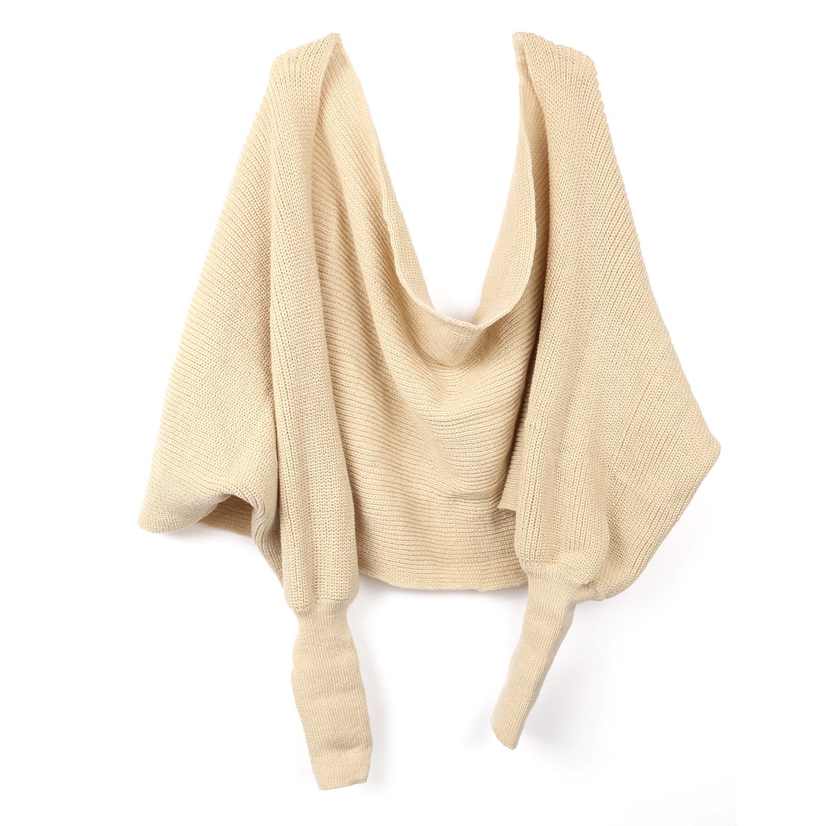 VICASKY Korean Style Unisex Knitted Scarf Cape Shawl with Sleeves - Warm Winter Fashion Accessory for Men & Women (Beige) | Perfect for Cold Weather, Outdoor Activities & Stylish Layering