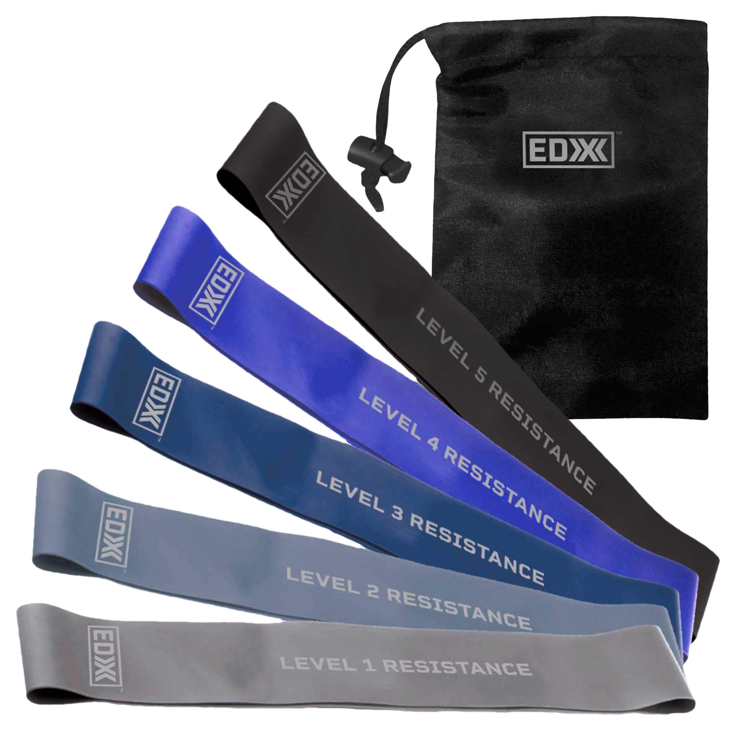 EDX Resistance Loop Bands Set of 5 - Stretching Exercise Bands for Strength Training, Yoga, Pilates & Home Workouts - Perfect for Fitness, Physical Therapy & Gym Training