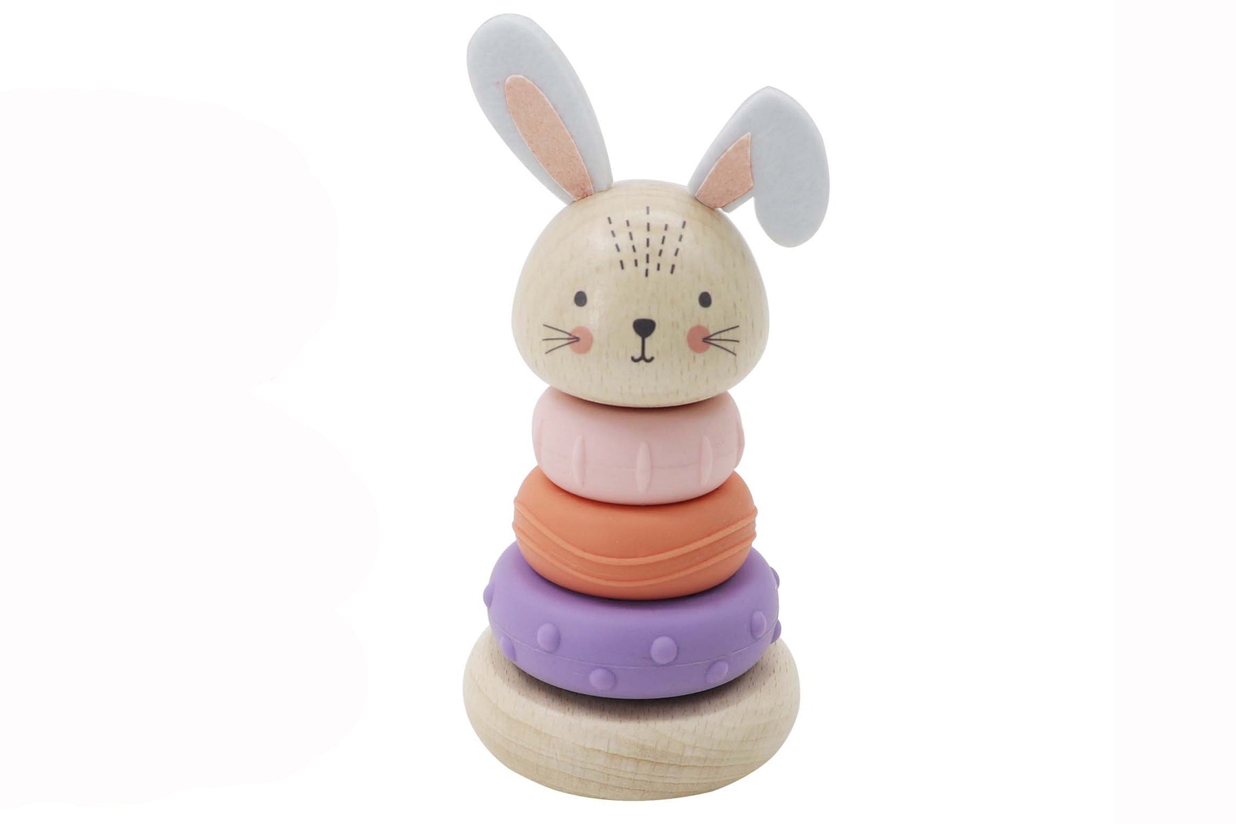 Eco-Friendly Wooden Ring Stacker Toy for Toddlers - Montessori Educational Stacking Game with Cute Bunny Design - Perfect for Early Learning & Sensory Play