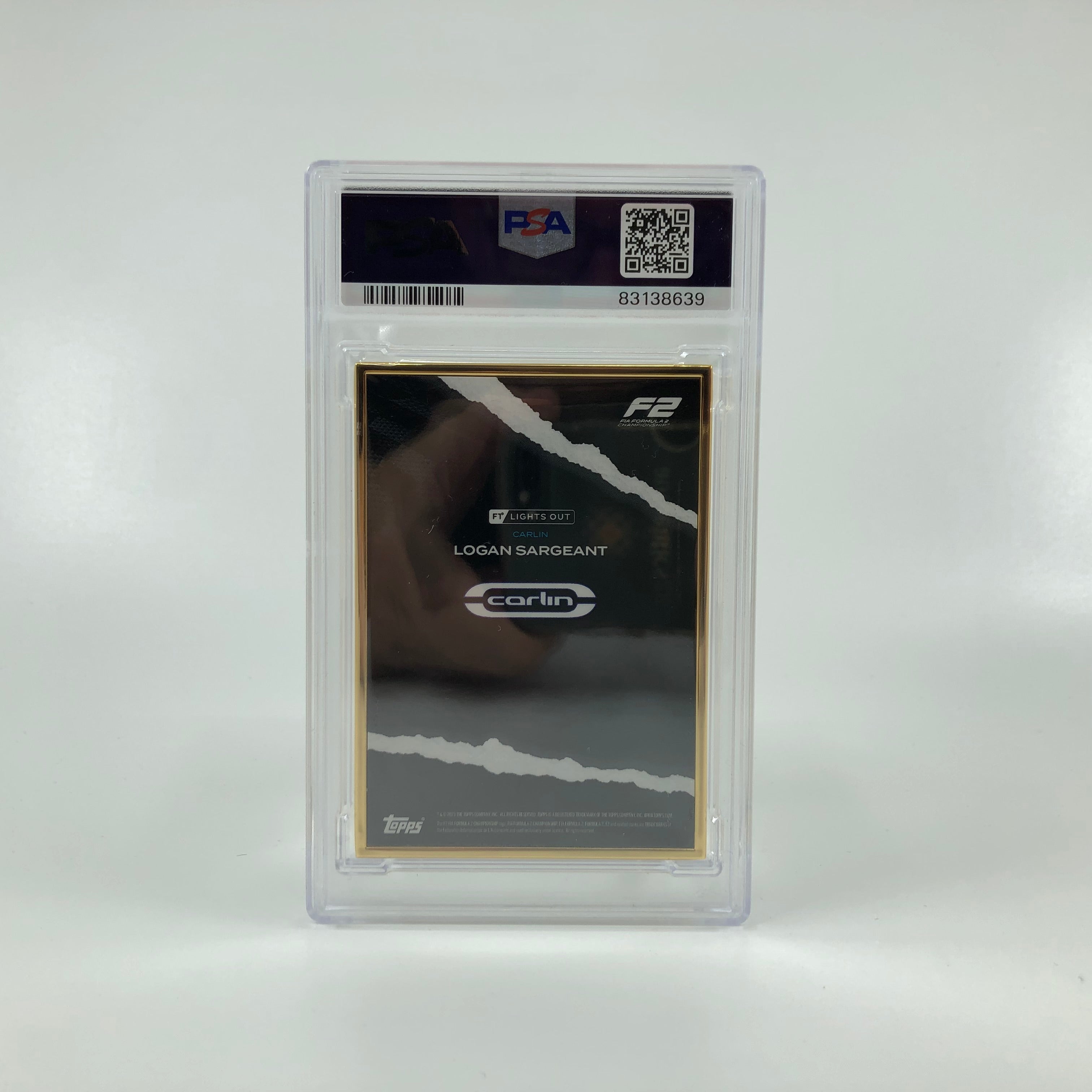 Logan Sargeant 2022 F2 Driver Gold Frame Collectible Card - PSA 9 Graded - Perfect for Racing Memorabilia Collections and Sports Display Cases