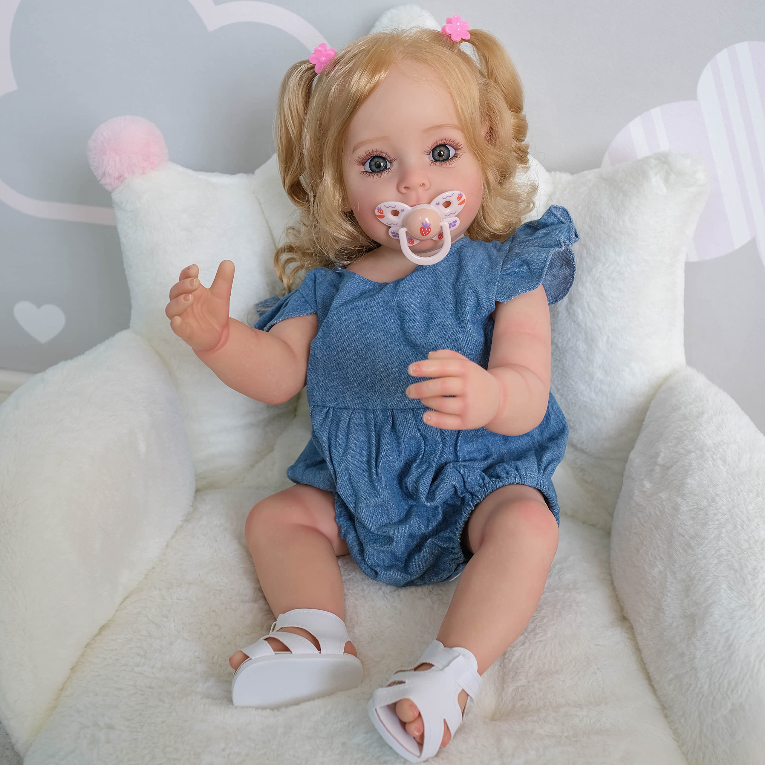 22 Inch Realistic Silicone Reborn Baby Doll - Lifelike Newborn Toddler Girl Toy with Full Body, Washable & Safe for Kids | Perfect for Role Play, Gift Giving, and Collectibles