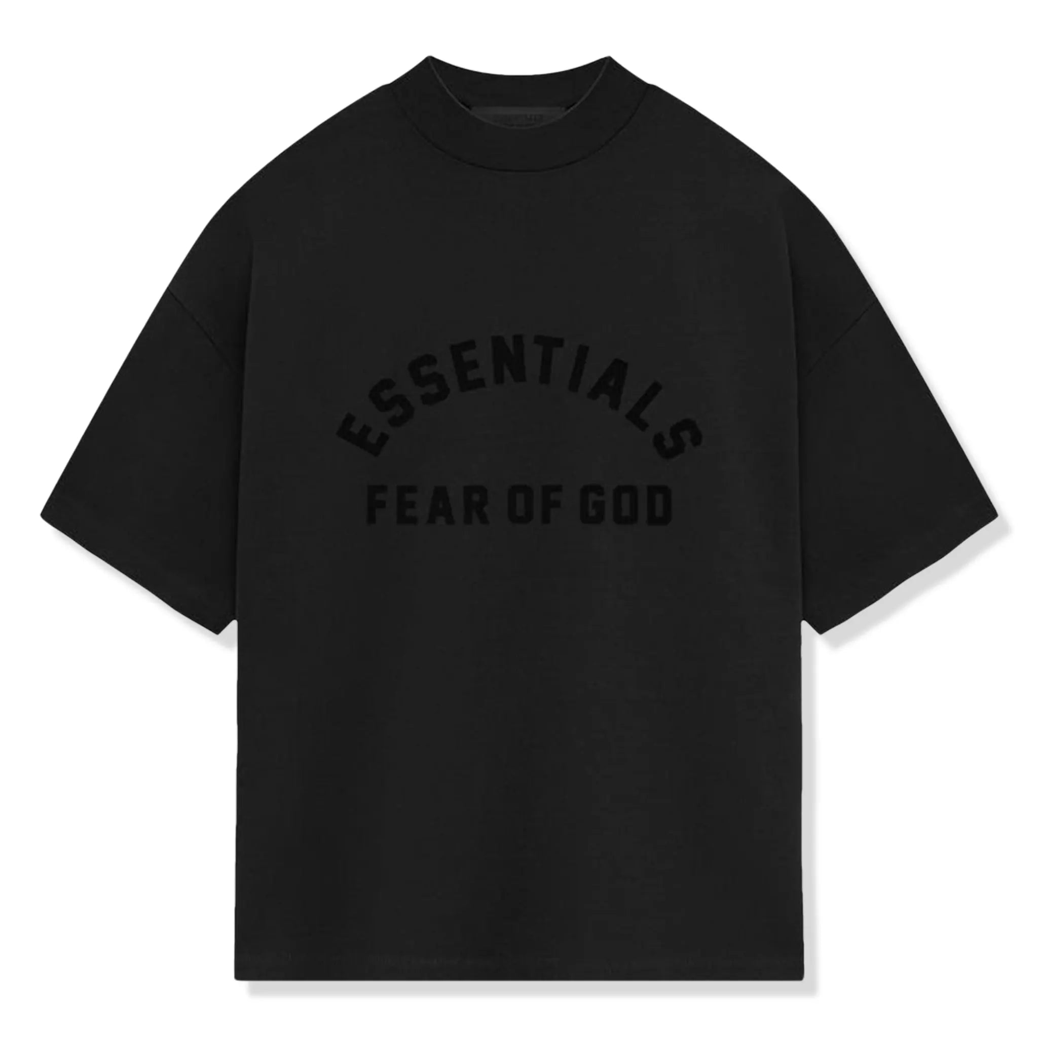 Fear Of God Essentials Heavy Jersey Crewneck T-Shirt for Men - Jet Black Cotton Tee - Casual Streetwear & Layering Essential for Everyday Wear