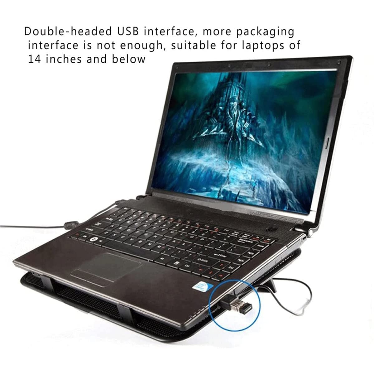 14 Inch Laptop Cooling Pad with Dual USB Fans - Slim Metal Stand for Notebooks | High Speed & Silent Cooling | Perfect for Gaming, Office & Home Use (Black)