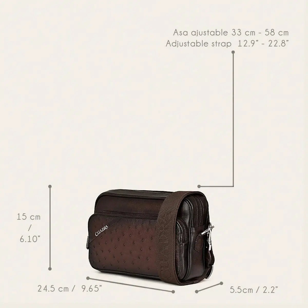 BOC04A1 Genuine Chocolate Ostrich Leather Handbag for Women - Luxury Crossbody Purse with Adjustable Strap, Perfect for Date Night, Parties & Special Occasions