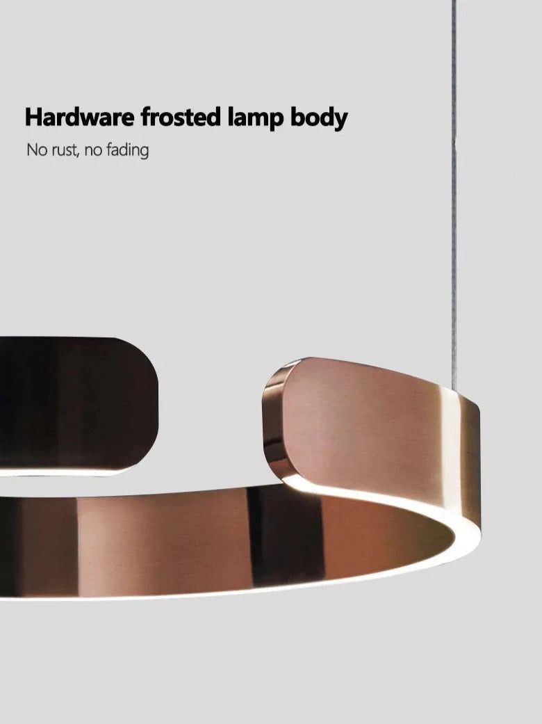 Modern Minimalist Ring Chandelier Light Fixture - Aluminum Plated for Dining Room, Living Room & Bedroom Lighting