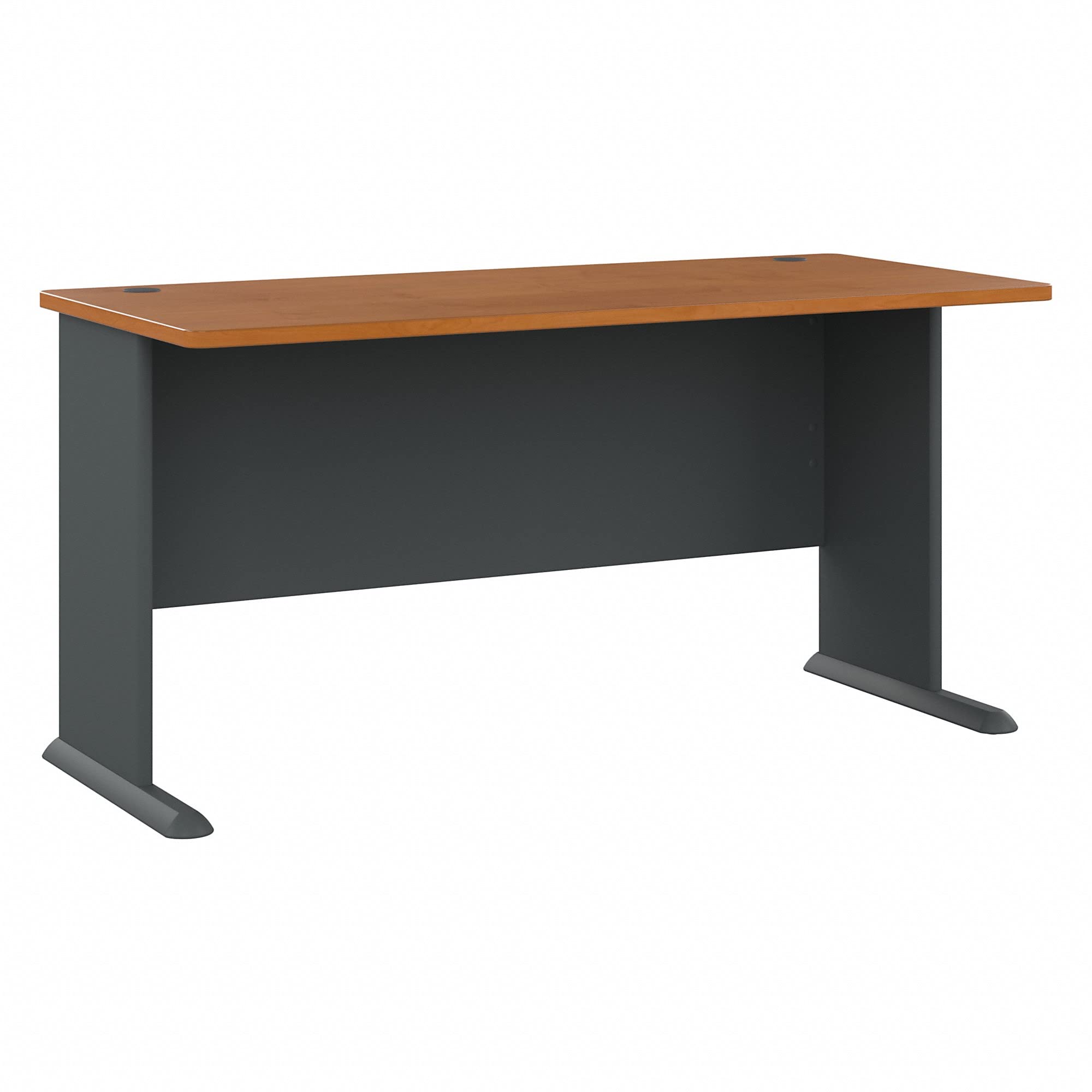 Bush Business Furniture Series A 60W Office Desk in Natural Cherry & Slate Finish - Perfect for Home Office, Study Room & Workspace
