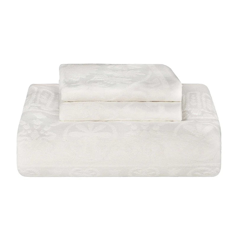 Traditional Medallion Cotton Blend Woven Jacquard Bedspread Set - Queen Size 3-Piece Luxury Bedding for Master Bedroom & Guest Room Decor