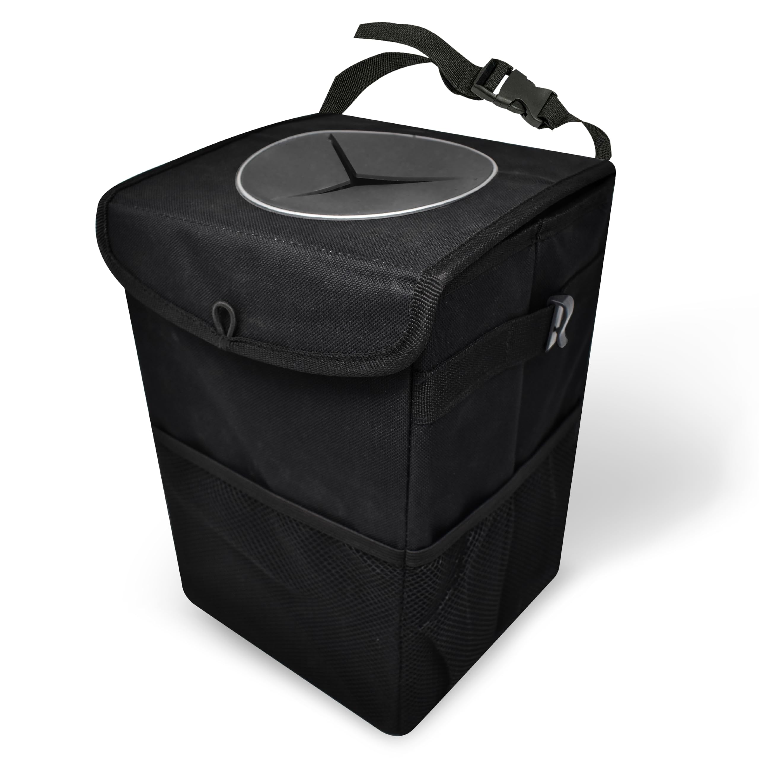 EcoNour 1.5 Gallon Hanging Car Trash Can with Lid - Waterproof Auto Garbage Bin for SUV, Truck & Vehicle - Black Multi-Purpose Storage Organizer - Perfect for Road Trips, Commuting & Family Travel