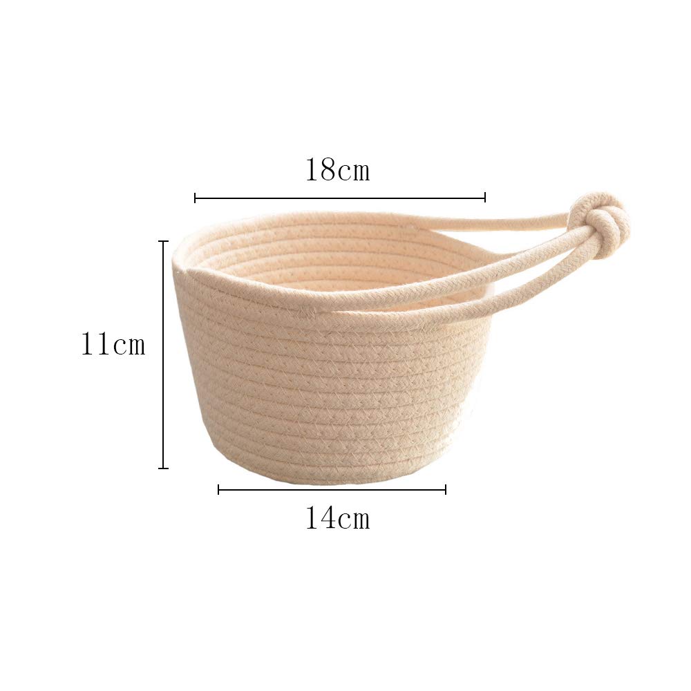 Stylish Cotton Woven Storage Basket with Hang Rope - Foldable Snack Organizer, Kids Room Decor, Household Item Storage Solution (Brown) - Perfect for Nursery, Playroom & Kitchen Organization