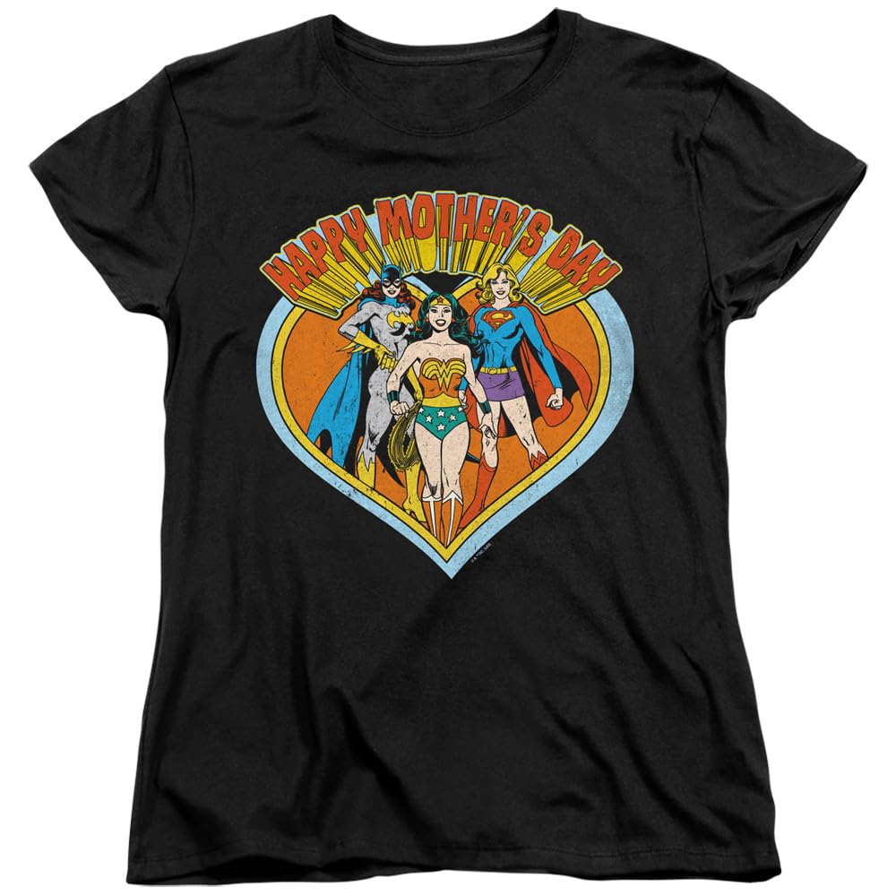 Popfunk Classic Justice League JLA Women's T-Shirt - Superhero Graphic Tee for Mother's Day Gifts & Casual Wear