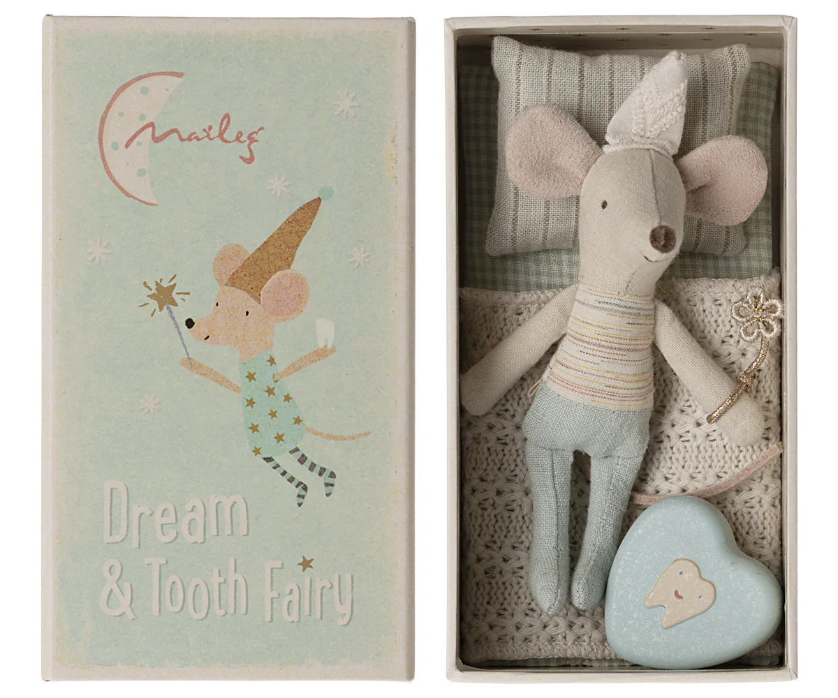 Tooth Fairy Mouse in a Matchbox - Cute Miniature Collectible for Kids & Fairy Tale Lovers - Perfect for Tooth Fairy Gifts, Nursery Decor, and Tiny Treasure Boxes