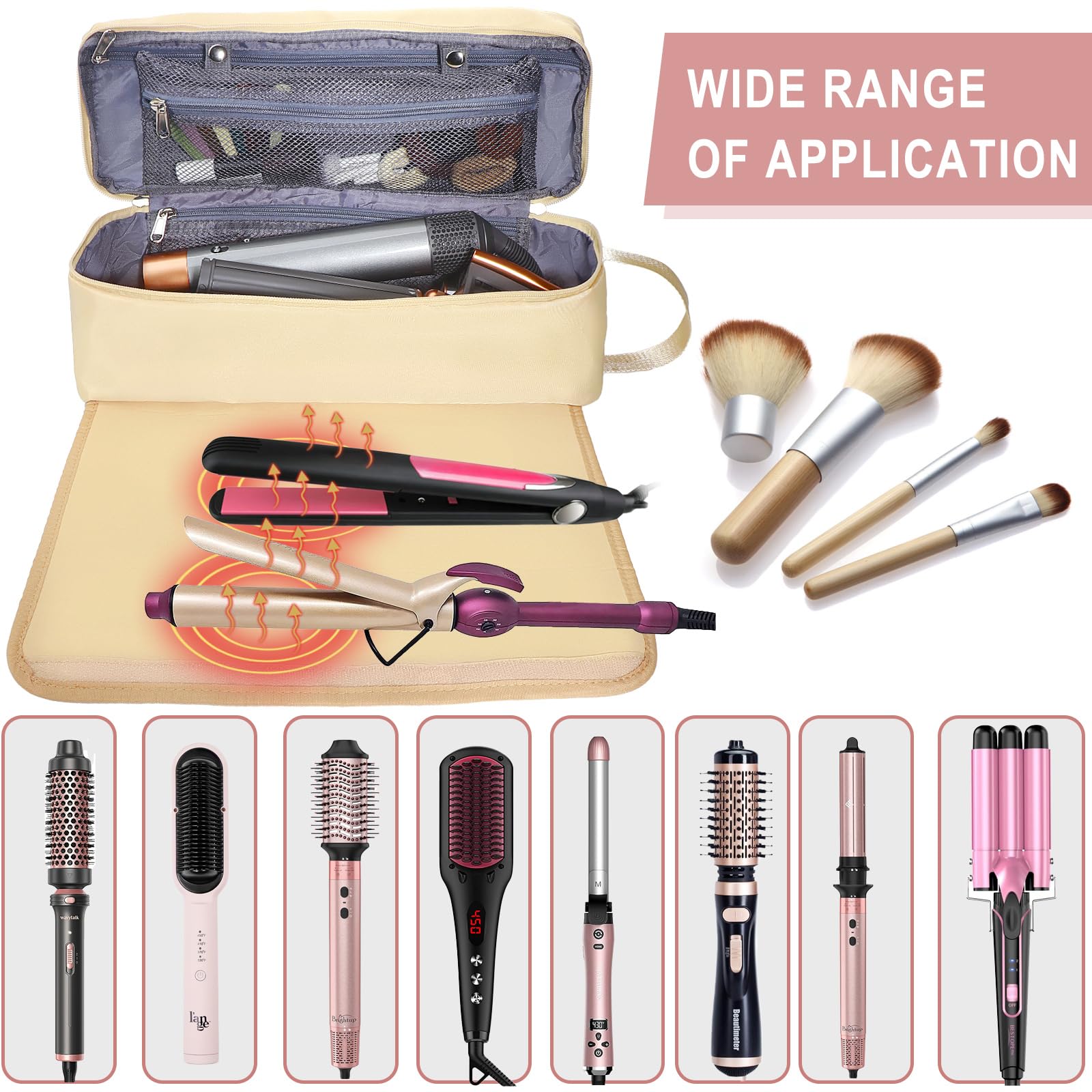 Heat Resistant Hair Tools Travel Bag - Portable Storage for Straighteners & Curling Irons - Perfect for Women's Travel Essentials