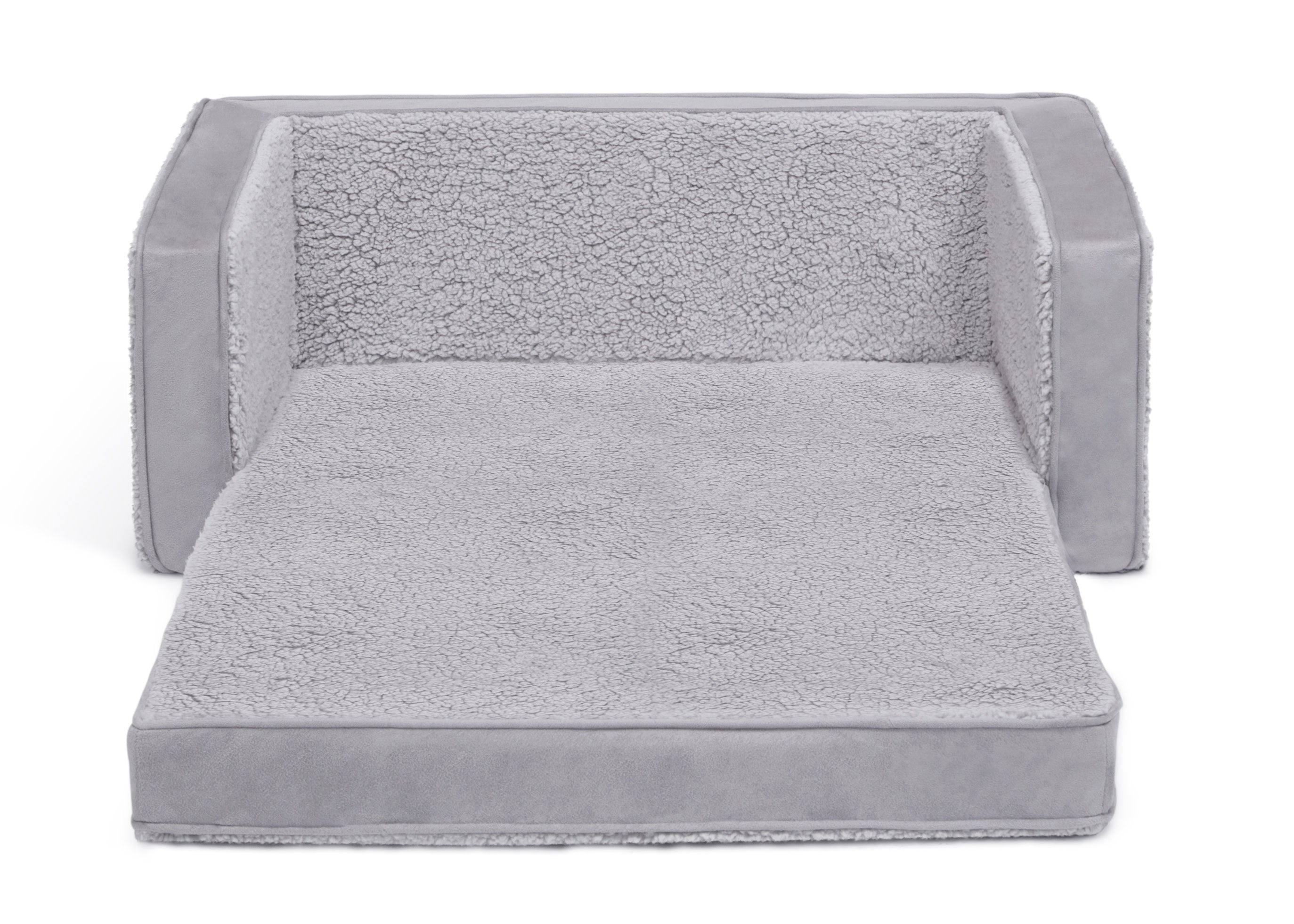 Cozy Flip Out Sherpa & Suede 2-in-1 Convertible Kids Sofa to Lounger - Perfect for Playrooms, Bedrooms & Small Spaces