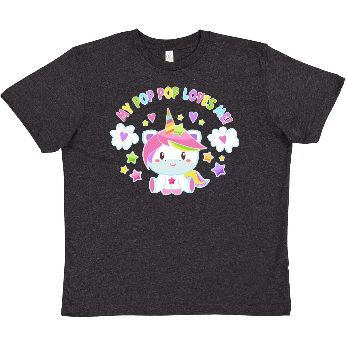 Inktastic My Pop Pop Loves Me Cute Rainbow Unicorn Youth T-Shirt - Perfect for Grandparents Day, Birthday Gifts & Family Reunions