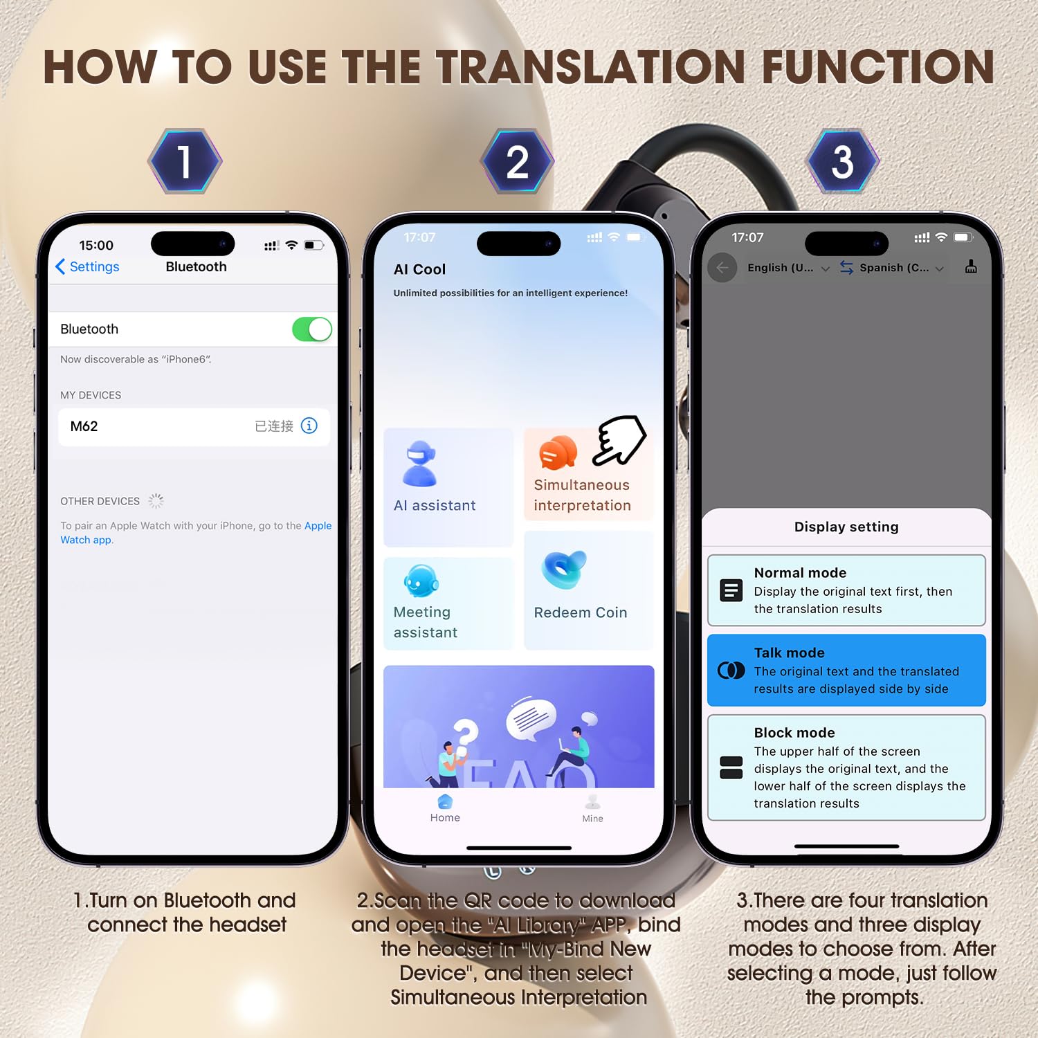 2025 AI Real-Time Language Translator Earbuds - Open Ear Wireless Bluetooth Earbuds with 144 Language Translation for iOS & Android (Black) | Perfect for Travel, Business Meetings & Multilingual Conversations