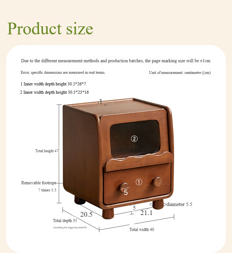 Solid Wood Kids Nightstand - Beech & Poplar - Perfect for Bedroom, Nursery, and Playroom Organization