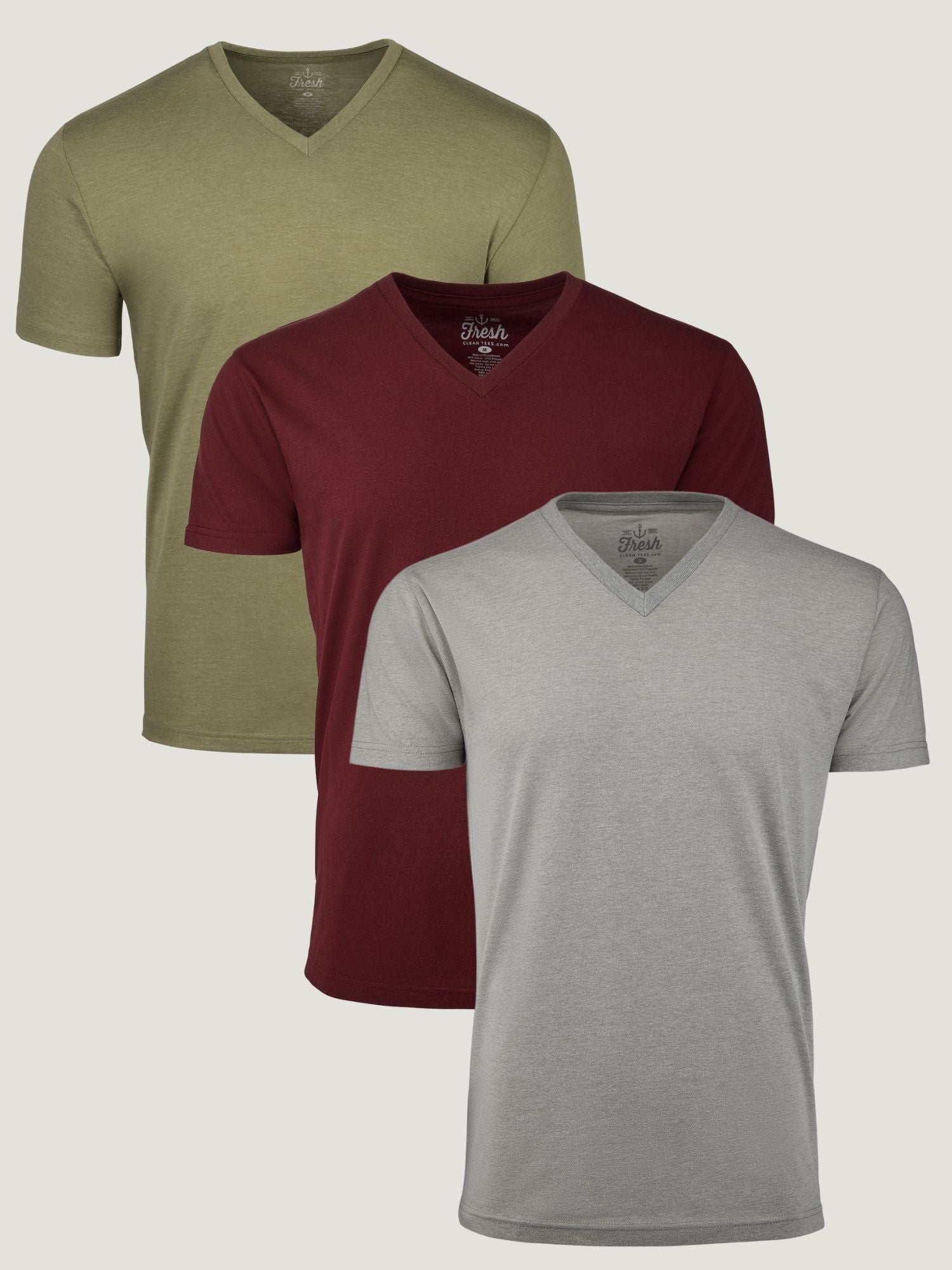 3 Pack Assorted V-Neck T-Shirts for Men - Soft Cotton Crew Neck Tees - Casual & Layering Essentials for Everyday Wear, Gym, and Outfits