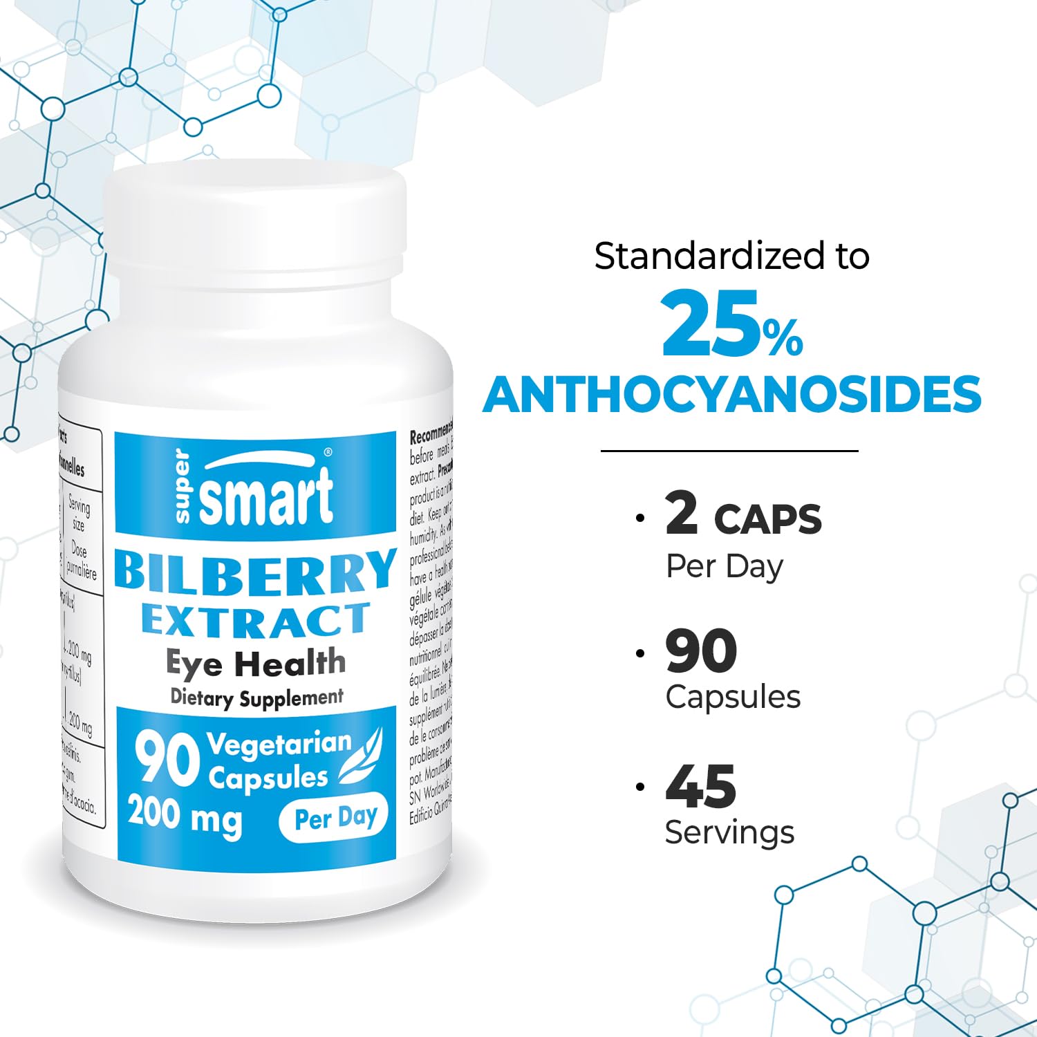 Premium Bilberry Extract Supplement - 25% Anthocyanins for Eye Health | Non-GMO, Gluten Free Vegan Capsules | Supports Night Vision & Eye Strain Relief | 90 Vegetarian Capsules - Vaccinium Myrtillus Fruit Extract for Digital Screen Users & Gamers
