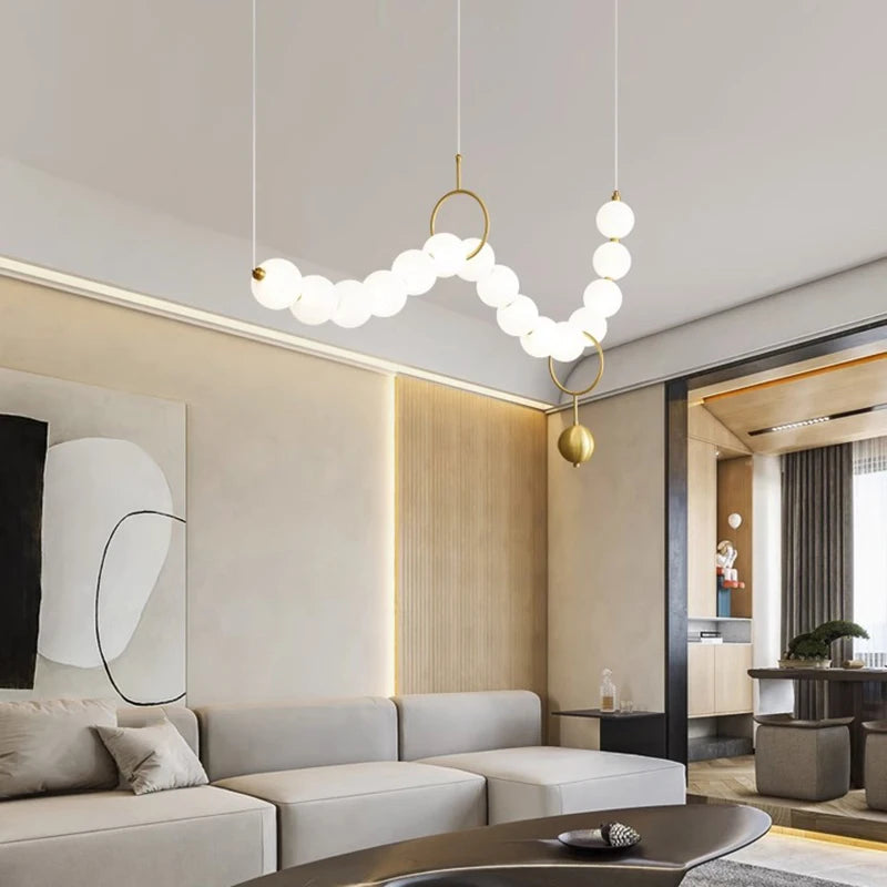 Modern Minimalist Bubble Glass Orb Chandelier - Elegant Ceiling Light Fixture for Dining Room, Living Room, Bedroom Decor | Energy Efficient LED Lighting for Home & Office Spaces