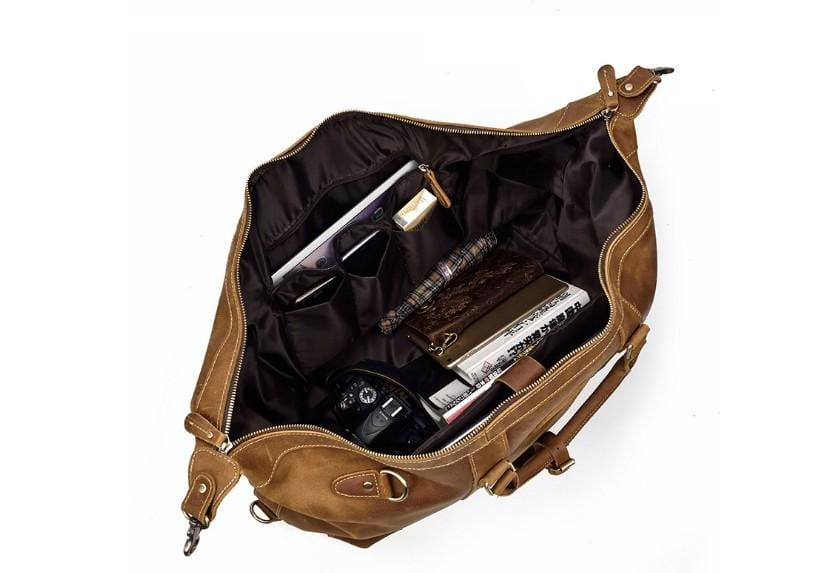 Men's & Women's Genuine Brown Leather Weekender Luggage Bag - Perfect for Travel, Weekend Getaways & Business Trips