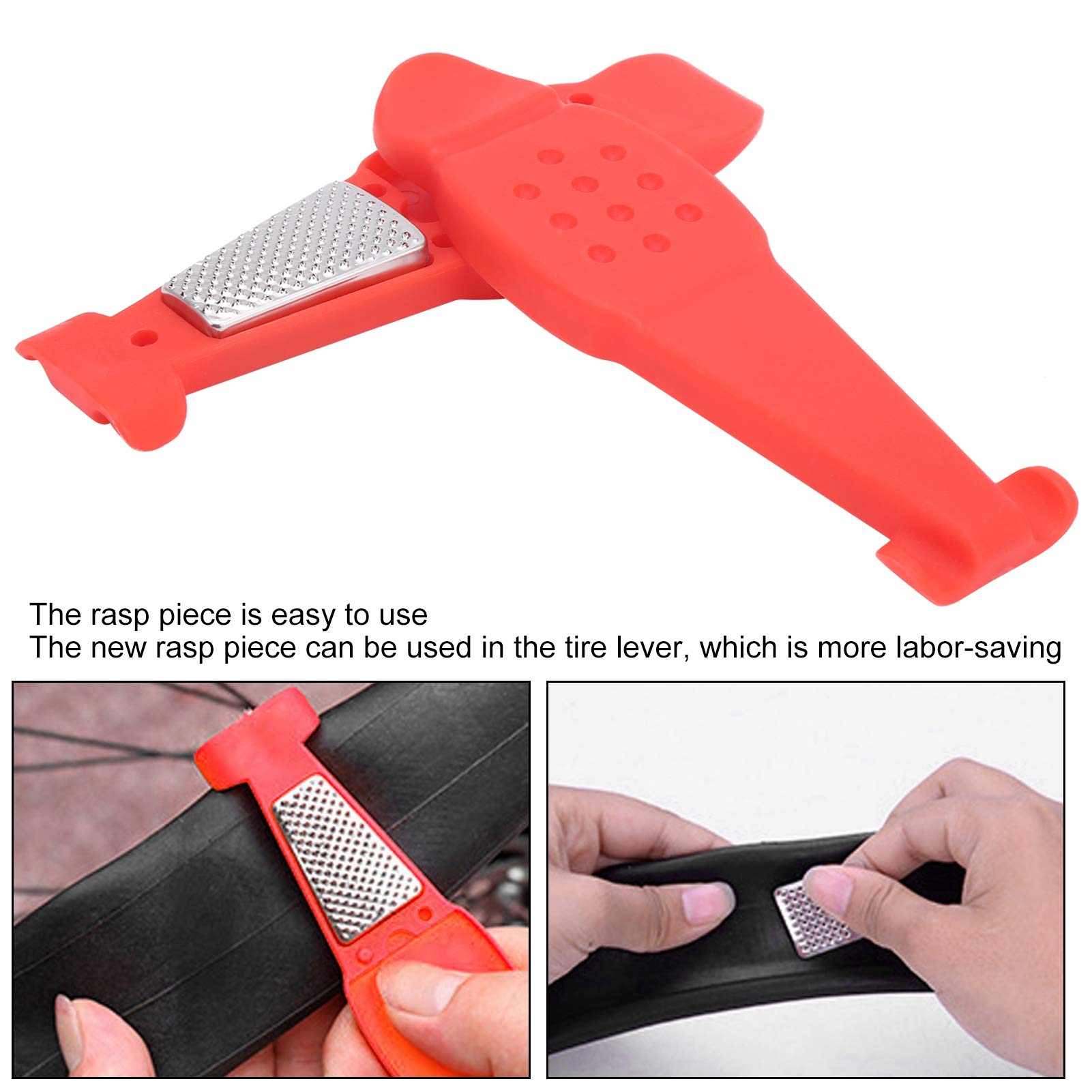 Bicycle Tire Repair Kit with Rasp Tool & Tire Levers - Puncture Patch Kit for Bike Tubes - Durable Bike Tire Repair Tools (Red) - Perfect for Road Bikes, Mountain Bikes & Commuting Emergencies