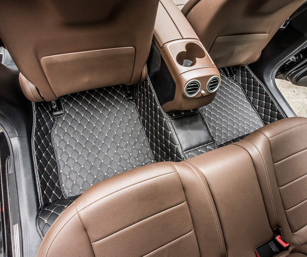 Custom Fit All-Weather Floor Mats for Ford Fusion 2013-2016 - Premium Non-Slip Car Floor Liners with Full Coverage Protection (Black/Beige) - Perfect for Daily Commute, Road Trips & Winter Weather Protection
