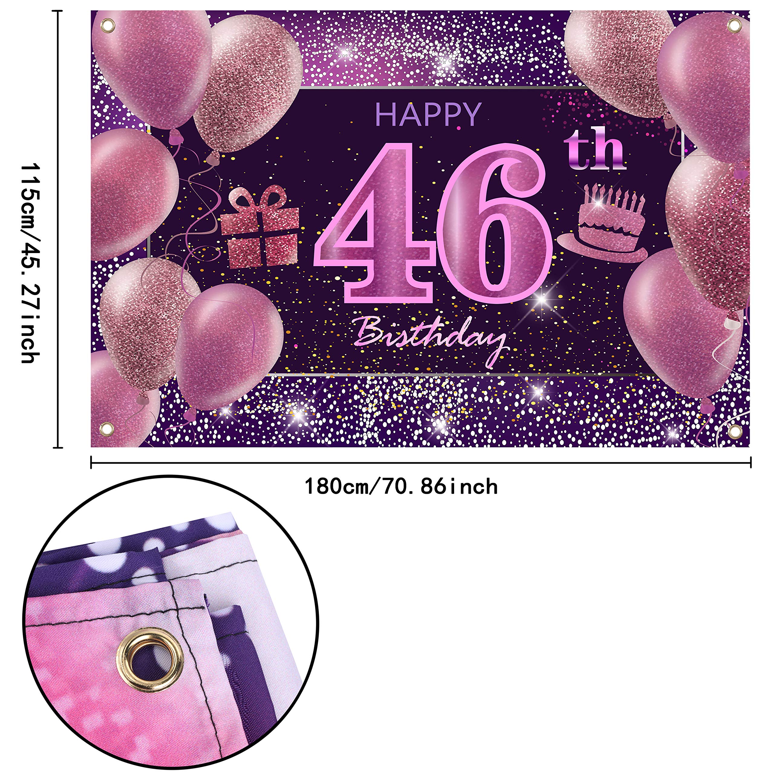 IMISI 46th Birthday Decorations for Women - Pink Happy Birthday Banner, Party Backdrop & Decor - Perfect for Birthday Parties, Celebrations & Photo Booths