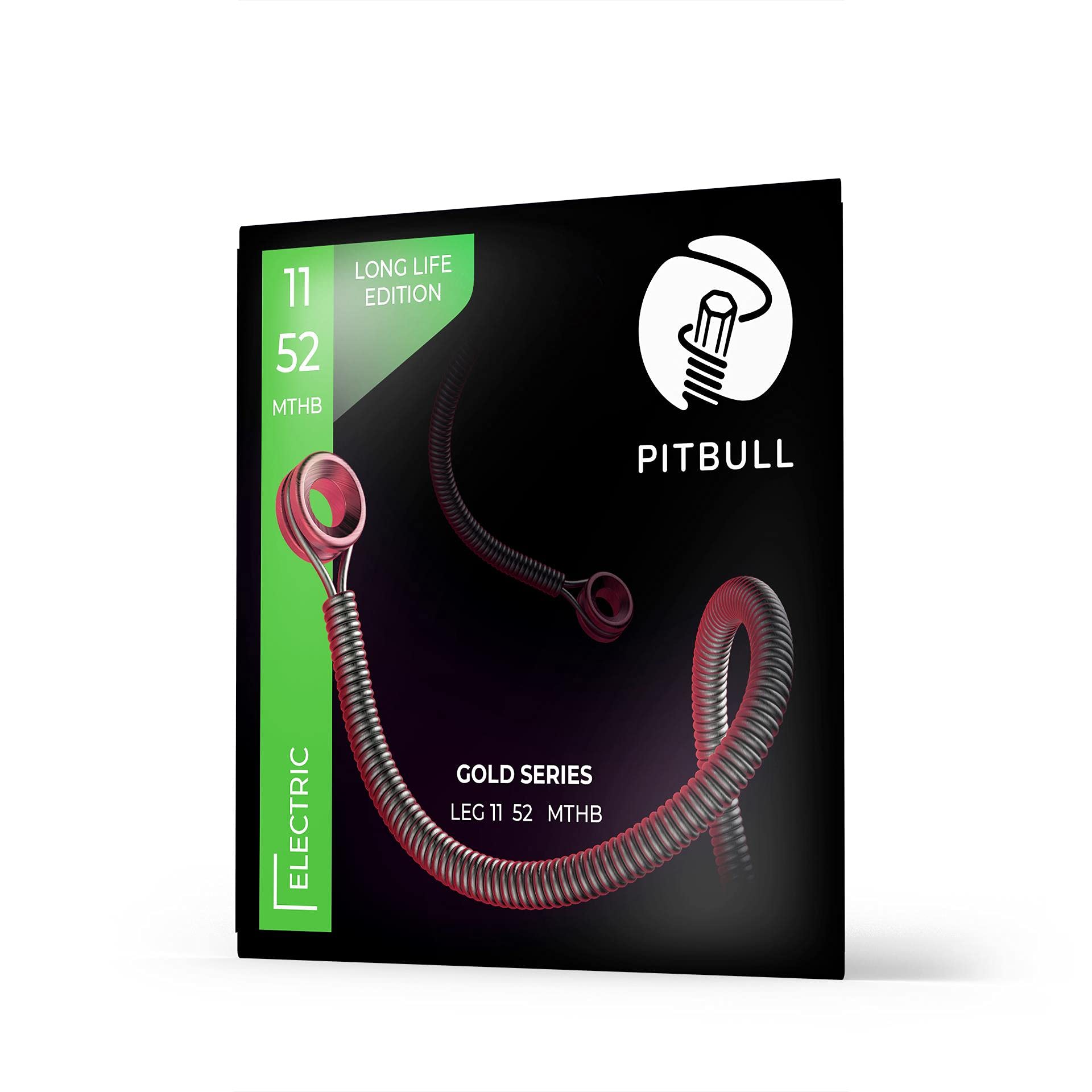 Pitbull Electric Guitar Strings Gold Series - Coated 11-52 Gauge Medium Top Heavy Bottom (MTHB) for Extended Play & Durability | Perfect for Rock, Metal & Stage Performances