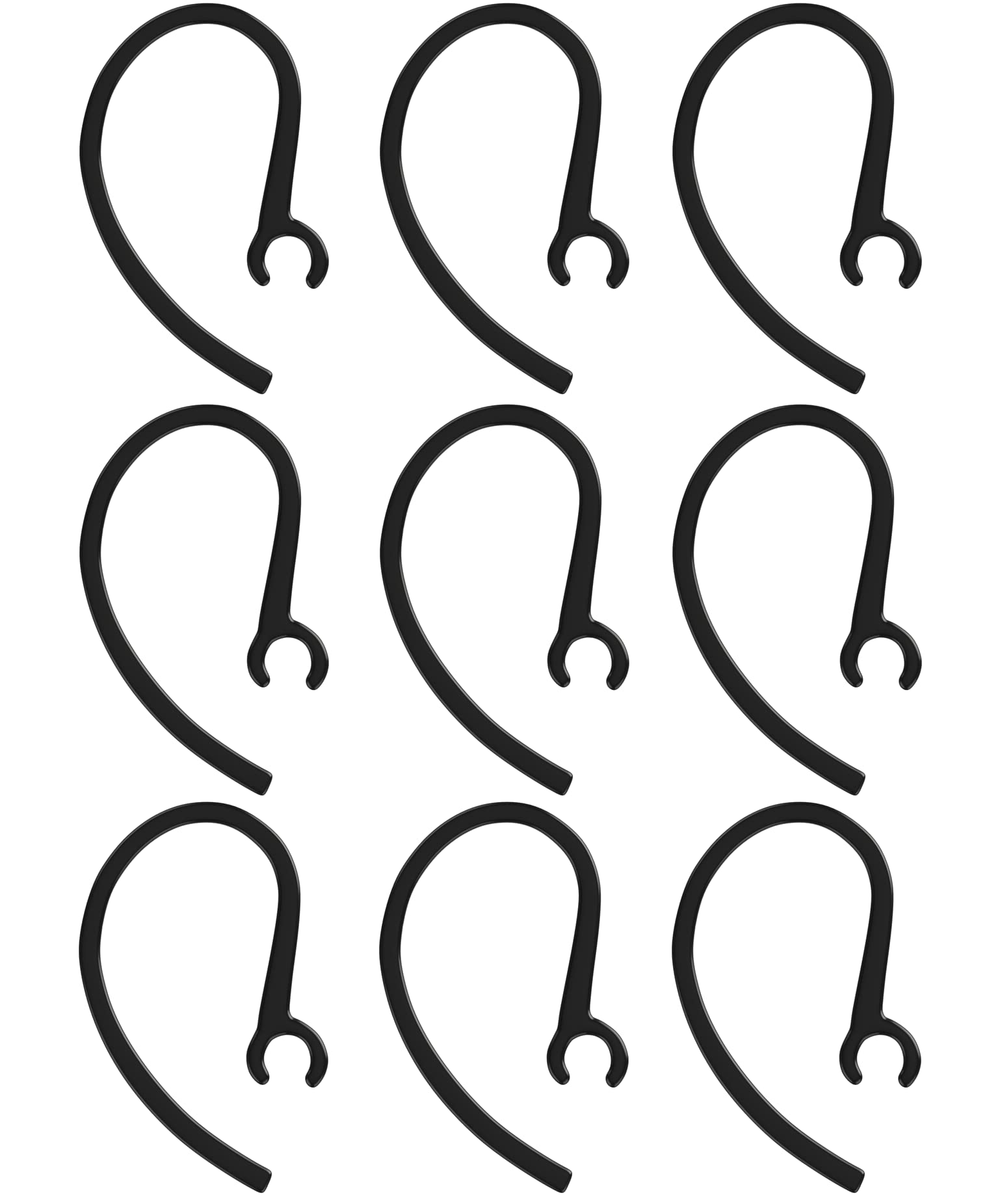 9 Pack Black Ear Hooks for M25 M55 M70 M90 M155 M165 Bluetooth Headsets - Secure Replacement Loops for Comfortable Wireless Listening at Work, Gym & Travel
