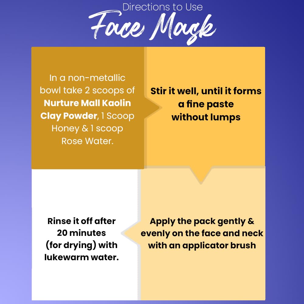 Nurture Mall Natural Kaolin Clay Powder (300g) - Oil Control, Acne Treatment & Skin Brightening Facial Mask for Clear, Glowing Skin | Reduces Pigmentation & Blackheads | Perfect for DIY Skincare & Spa Days