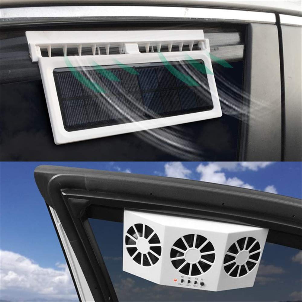 Rechargeable Solar Car Fan - Dual Air Outlet Window Ventilation Cooler for Summer | Keep Your Car Cool & Fresh with Solar Power | Perfect for Road Trips, Commuting & Outdoor Adventures