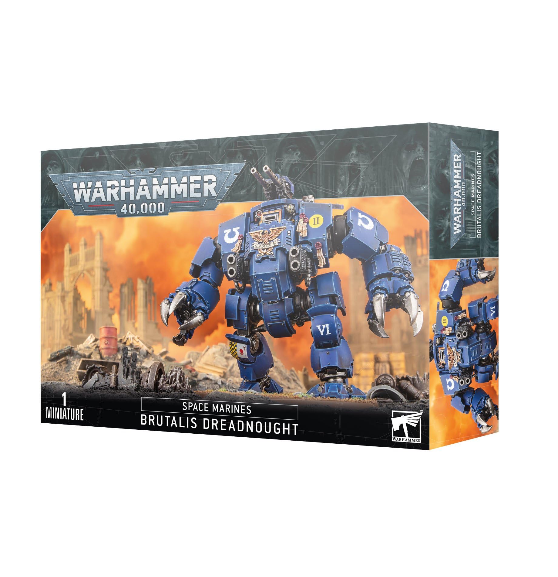 Warhammer 40,000 Space Marines Brutalis Dreadnought - Blue Miniature Model Kit for Tabletop Wargaming | Collectible Sci-Fi Action Figure for Warhammer 40K Game Enthusiasts