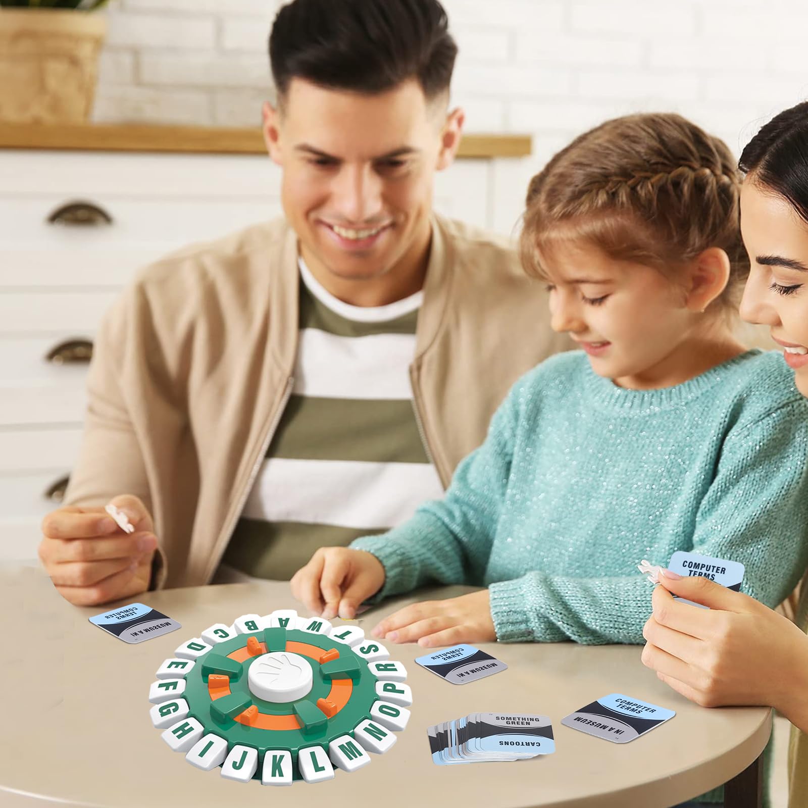 Fast-Paced Word Game Timer for Adults & Families - Portable Card Game with Countdown Challenge, Fun Learning Game for All Ages (Green & White) - Perfect for Parties, Game Nights & Classroom Activities