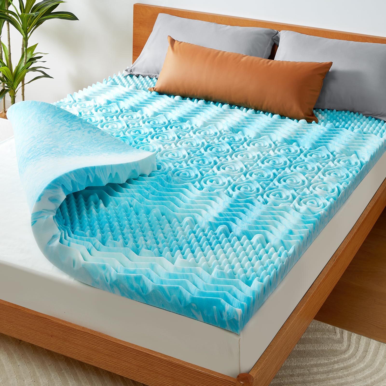 PERLECARE 2 Inch 7-Zone Twin XL Memory Foam Mattress Topper with Cooling Gel & Airflow Channels - CertiPUR-US Certified Egg Crate Bed Topper for Pressure Relief & Pain Relief - Perfect for Hot Sleepers, Back Pain Sufferers & Dorm Room Comfort