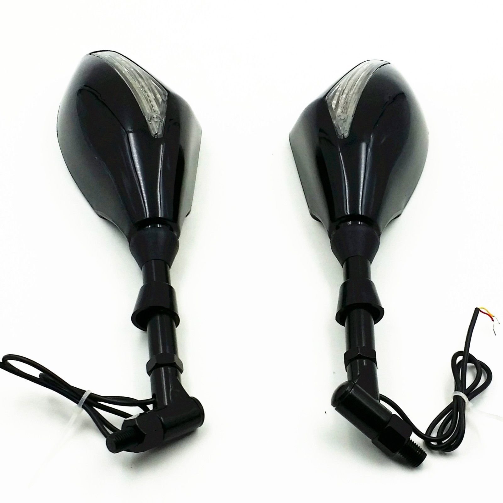 Integrated LED Turn Signal Rearview Side Mirror for Suzuki SV650/1000, GSF, Ducati, Kawasaki, Honda Shadow VT/VTX Cruiser, Triumph, BSA, Norton, BMW - Universal Fit for Standard & Naked Bikes - Enhances Safety & Style for Night Riding & Urban Commuting