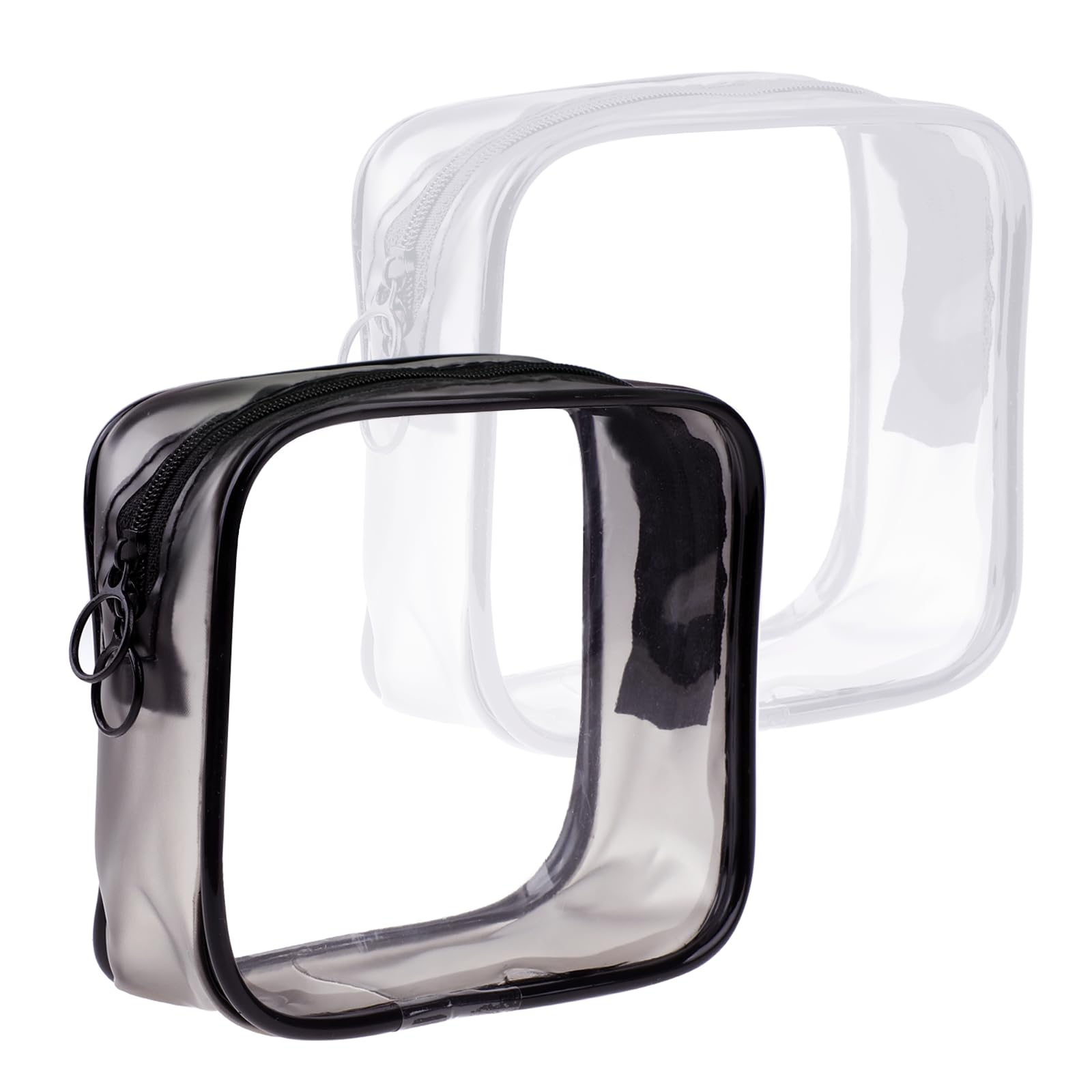Sliverdew 2 Pack Small Clear Makeup Bags with Zipper - Mini Cosmetic Pouch for Toiletries in White & Black - Travel Essentials Organizer for Men & Women - Perfect for Purse, Gym, and Airplane Carry-On