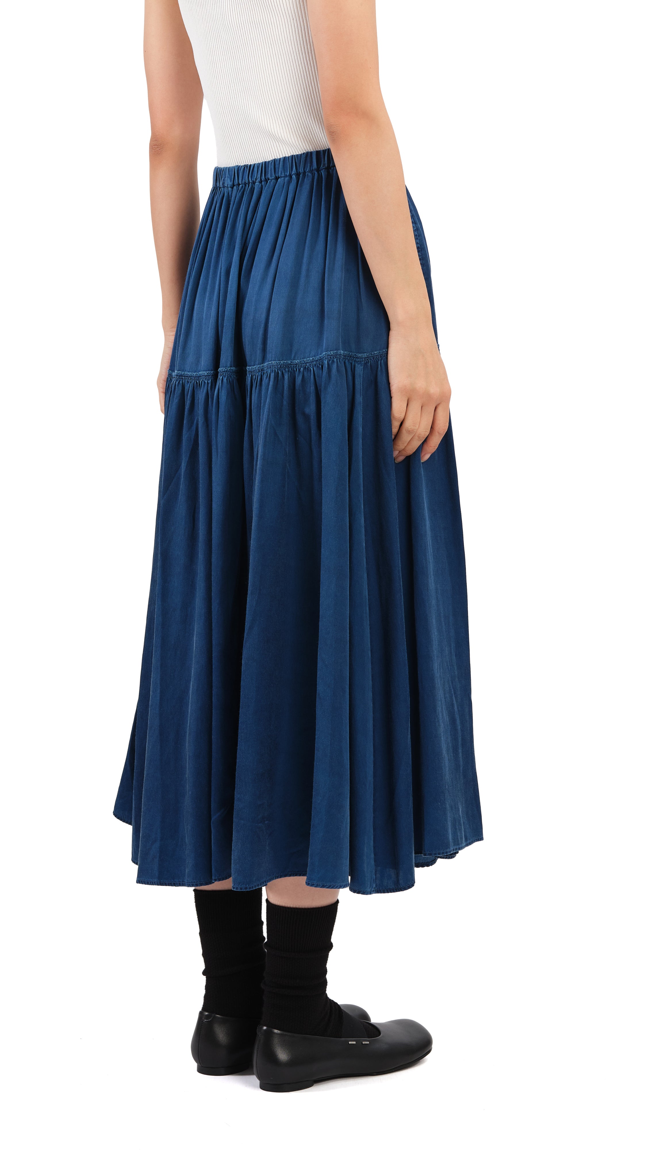 Kurashikizome Gathered Skirt - Japanese Traditional Dyed Floral Print A-Line Skirt for Women | Perfect for Tea Ceremony, Summer Outfits & Boho Fashion