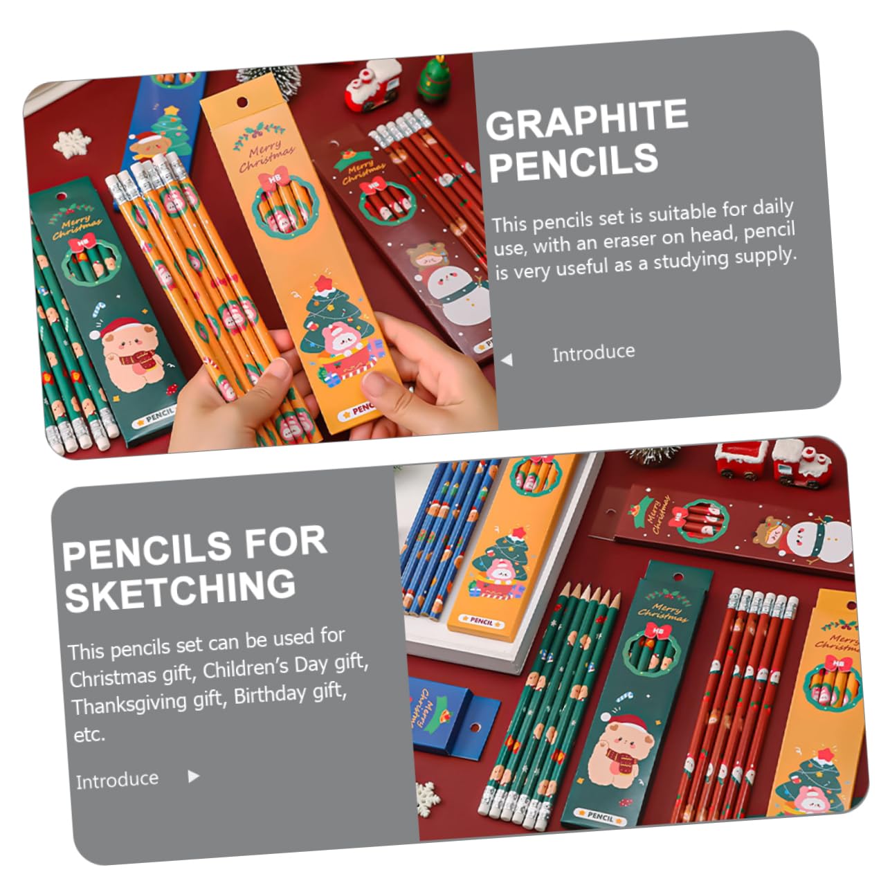 DIYEAH 4 Boxes Wooden Portable Drawing Pencils - Assorted Lead Hardness for Artists & Sketching - Perfect for Christmas Gifts, School Supplies & Office Use