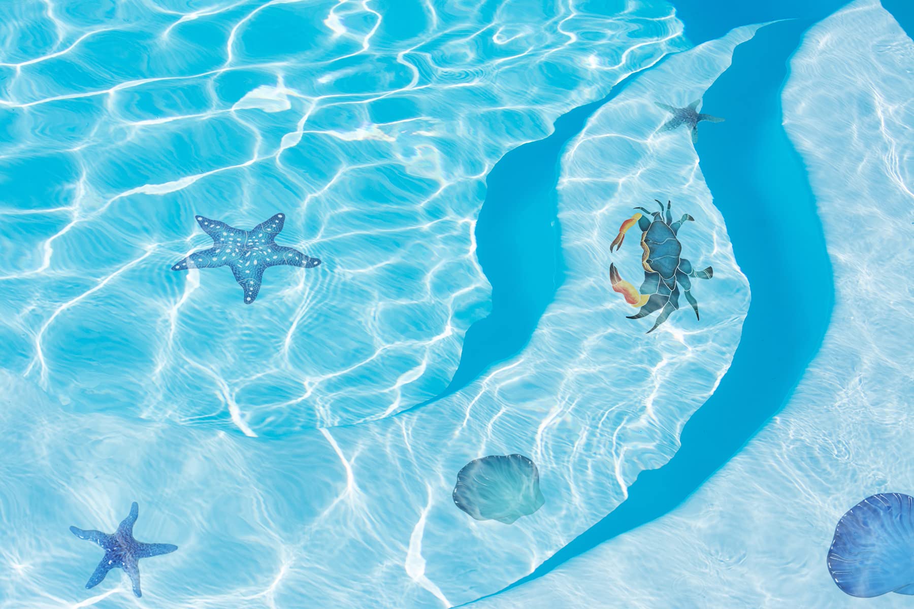 Mini Starfish Ceramic Swimming Pool Mosaic Tile - 5 Inch Aqua Blue for Pool Decor, Backsplash, Bathroom & Outdoor Design - Waterproof & Durable for DIY Projects