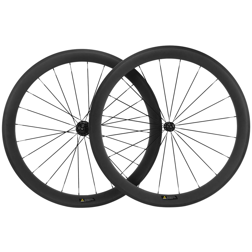 Lightweight Carbon Fiber Road Bike Wheelset - 50mm Deep Section Clincher Wheels - 700c Racing Bike Wheels for Speed & Performance - Perfect for Triathlon, Road Racing & Endurance Cycling