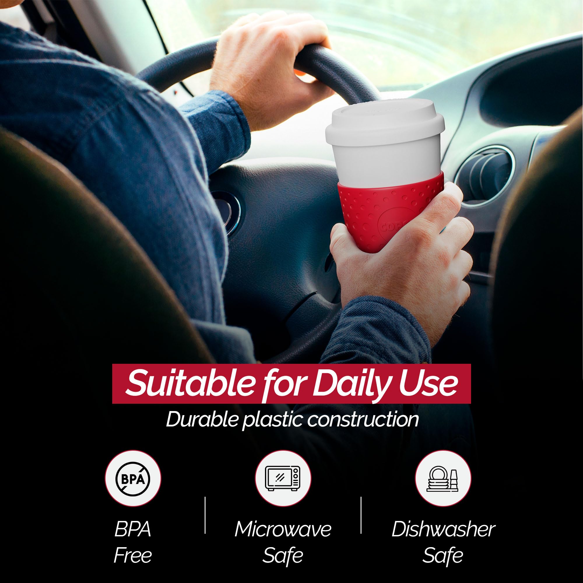Copco Acadia 16-Oz Insulated Travel Mug with Leak-Proof Lid - Cherry Red for Coffee, Tea & Hot Drinks - Perfect for Commuting, Camping & Office Use