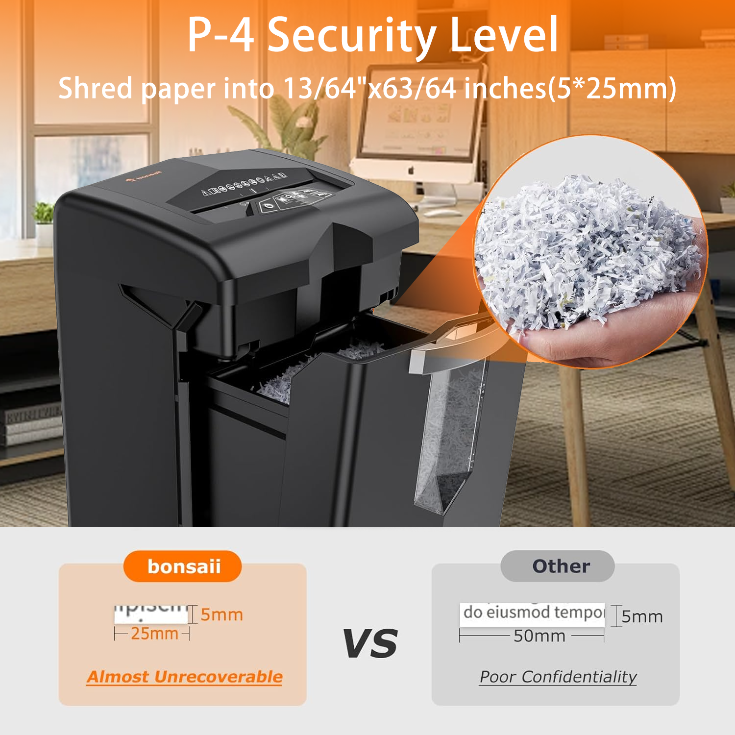 Bonsaii Heavy Duty 20-Sheet Cross Cut Paper Shredder for Office - 40 Minute Run Time, Anti-Jam Technology, P-4 Security Level - Shreds CDs, Credit Cards & Staples with 7 Gallon Pullout Bin (C144-D) - Perfect for Commercial Use & Document Security in Large Offices