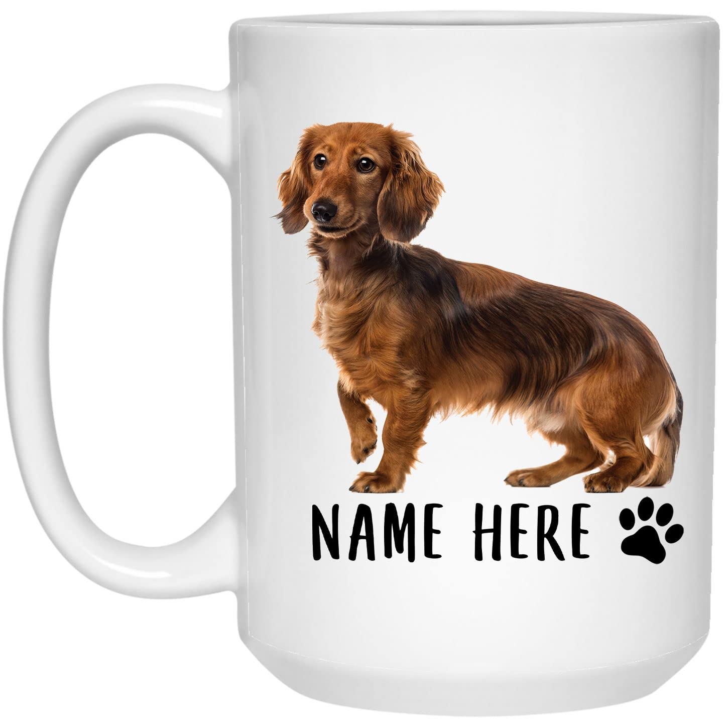 Custom Personalized Name Dachshund Red Standing Coffee Mug - 15oz Ceramic Cup with Text for Dog Lovers | Christmas Birthday Gift for Women & Men | Funny Present for Dog Mom Dad | Perfect for Home, Office & Pet Lovers